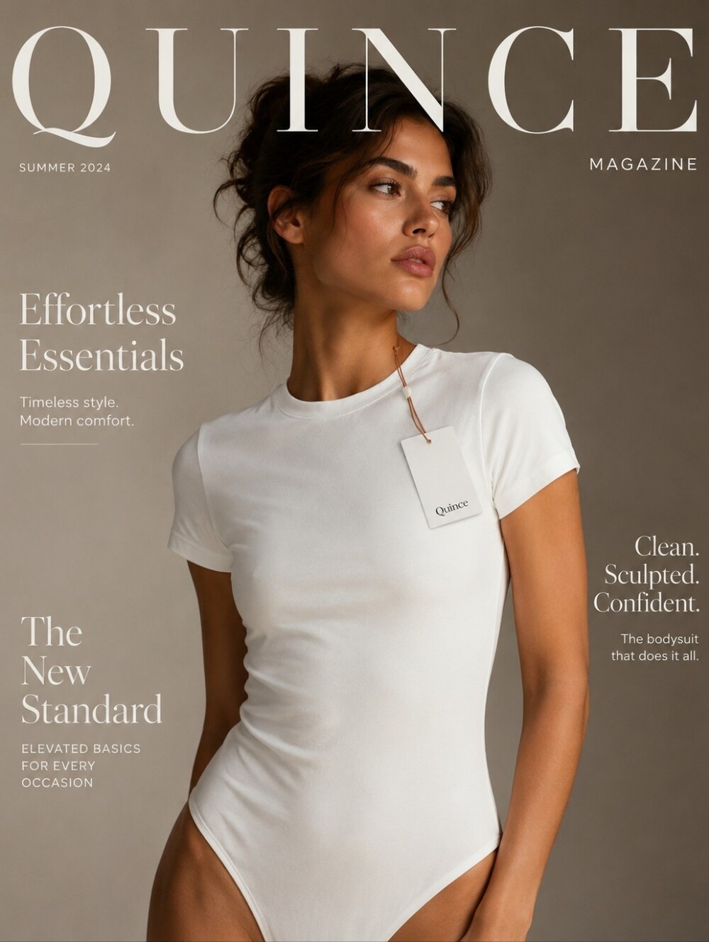 Quince Stretch Cotton Jersey Short Sleeve Bodysuit Soft White Size Small NWT
